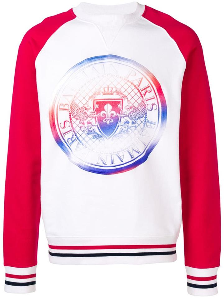 Balmain Logo Embroidered Sweatshirt - White
