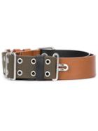 Maison Margiela Contrast Panel Belt, Men's, Brown, Calf Leather/canvas
