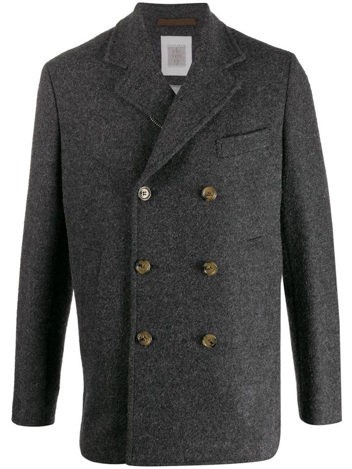 Eleventy Zipped Double Breasted Coat - Grey