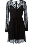Mcq Alexander Mcqueen Sheer Leaf Lace Dress, Women's, Size: 42, Black, Polyester/spandex/elastane/polyamide