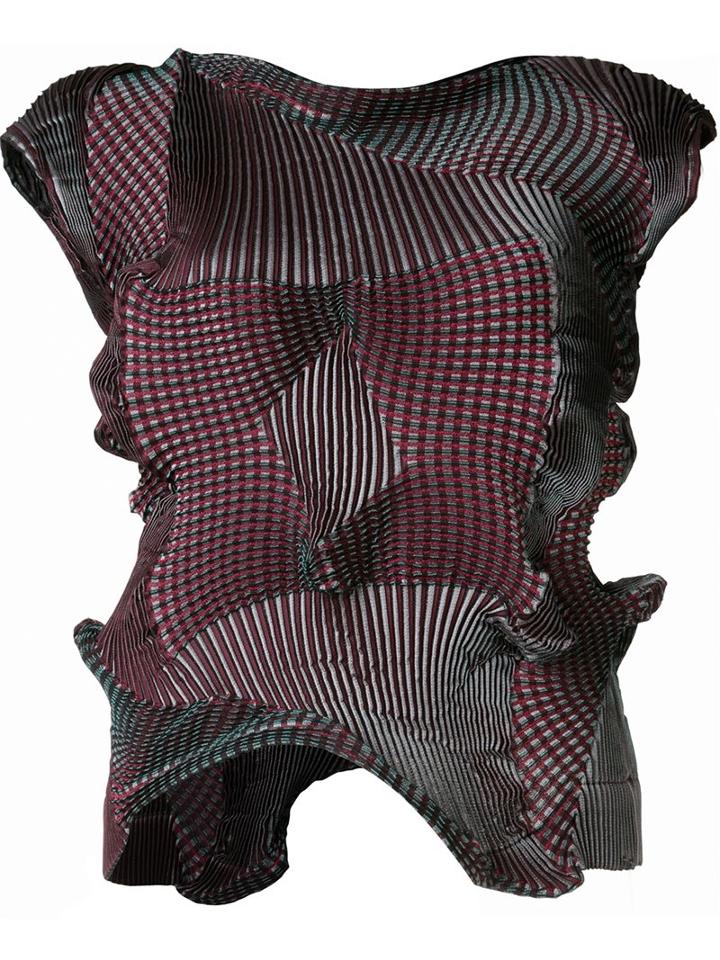 Issey Miyake Pleated Asymmetric Jersey, Women's, Size: 2, Grey, Polyester/polyurethane