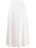Jourden Pleated Satin Skirt - Neutrals