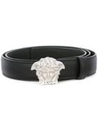 Versace Medusa Winger Belt, Men's, Size: 100, Black, Leather