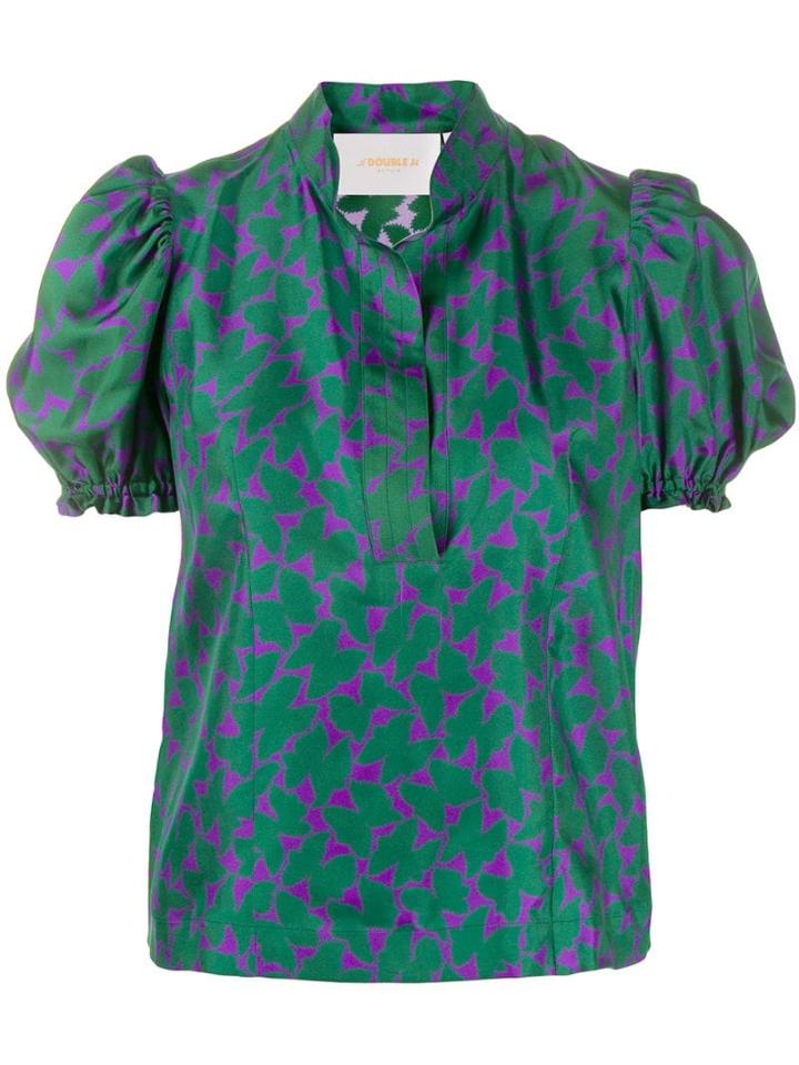 La Doublej X Mantero Print Blouse - Green