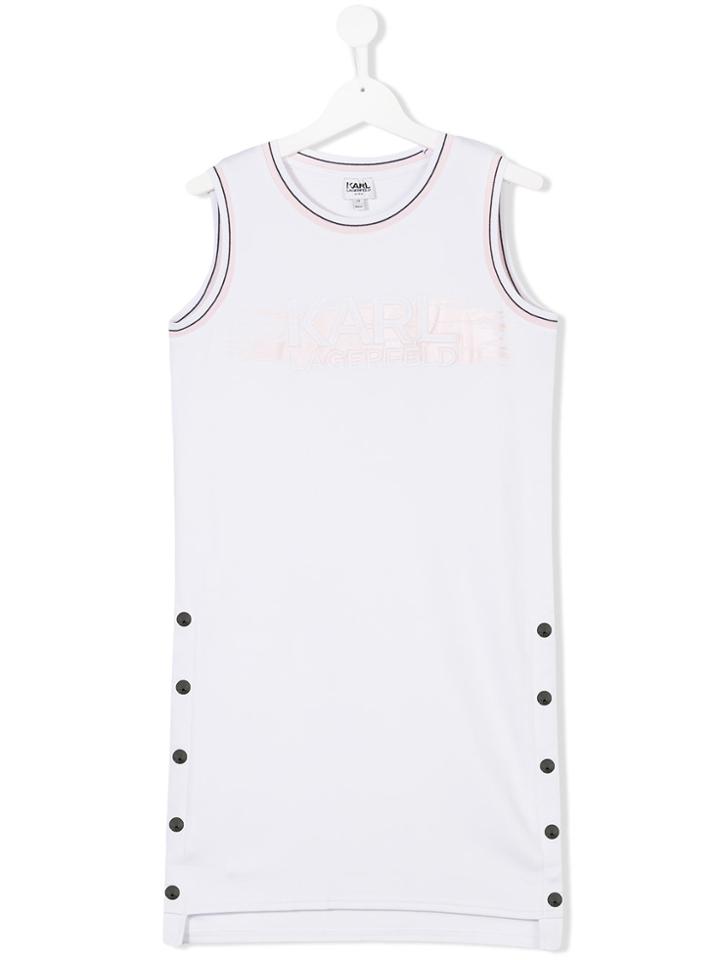 Karl Lagerfeld Kids Teen Logo Print Tank Dress - White