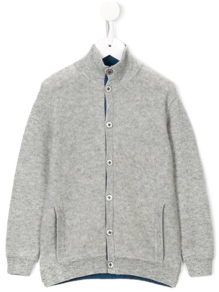 Cashmirino High Neck Knitted Cardigan, Boy's, Size: 6 Yrs, Grey