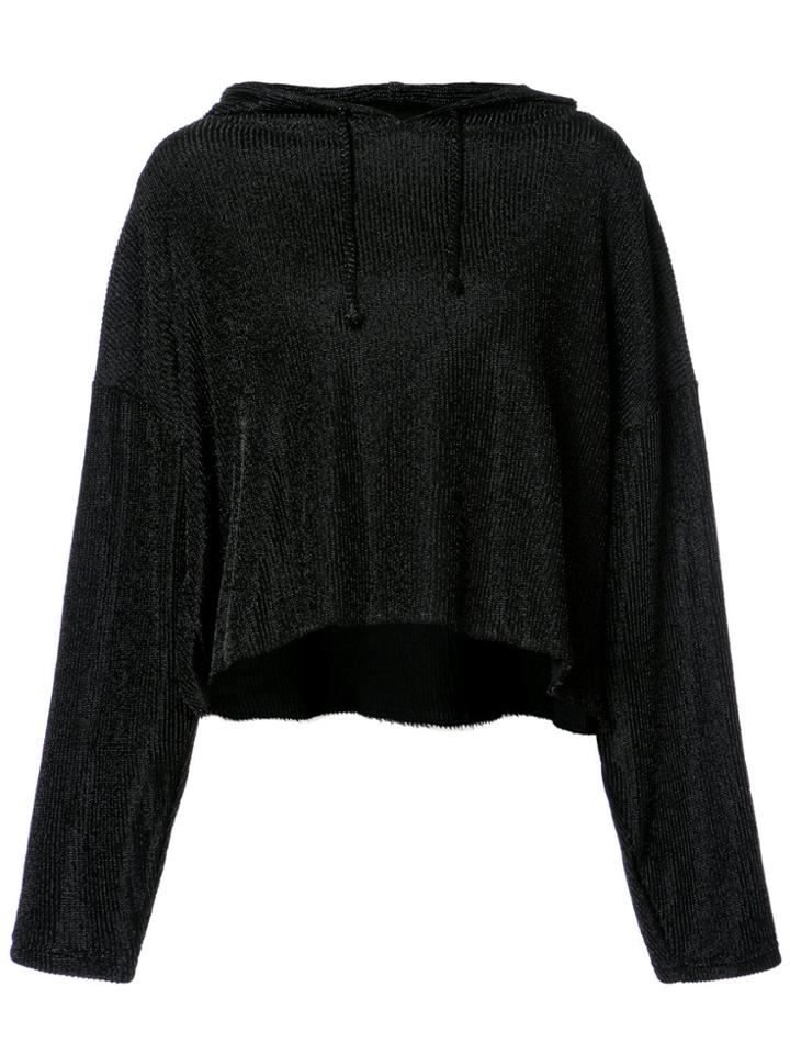 Rta Cropped Raw Hem Hoodie - Black