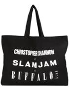 Christopher Shannon - Logo Print Tote Bag - Unisex - Cotton - One Size, Black, Cotton