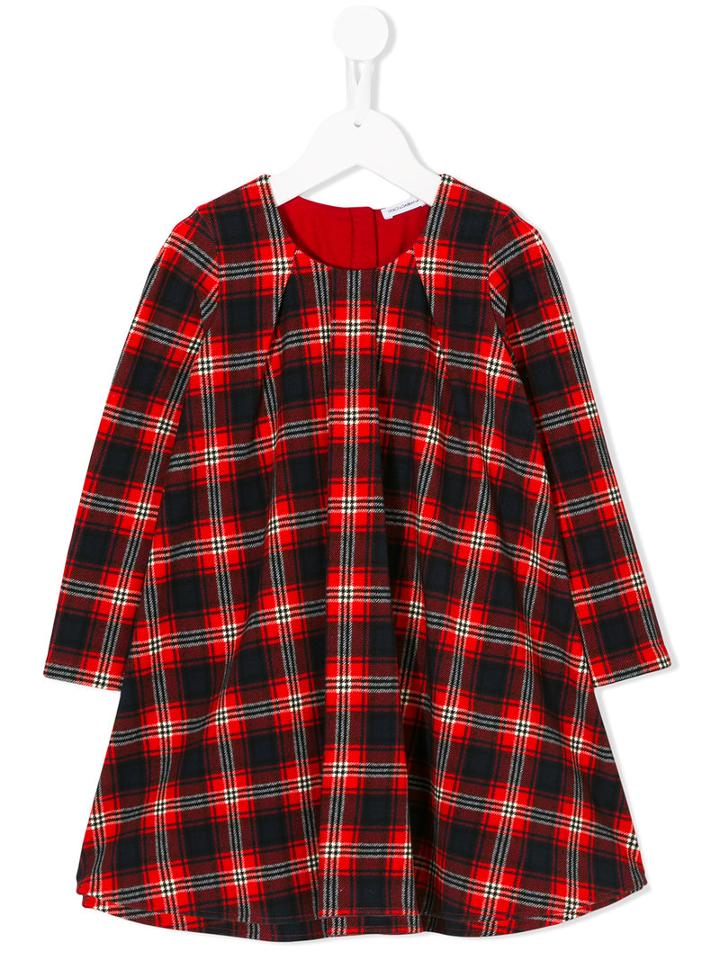 Dolce & Gabbana Kids - Checkered Dress - Kids - Cotton/spandex/elastane - 2 Yrs, Red
