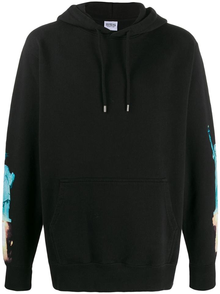 Sss World Corp Alien Print Hoodie - Black