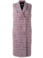 Msgm Sleeveless Tweed Coat, Women's, Size: 38, Cotton/viscose/virgin Wool