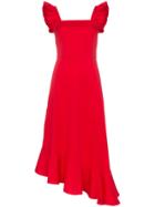 Staud Red Valentina Cotton Frill Dress