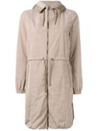 Moncler - Hooded Zipped Coat - Women - Polyamide/polyester - 1, Women's, Brown, Polyamide/polyester