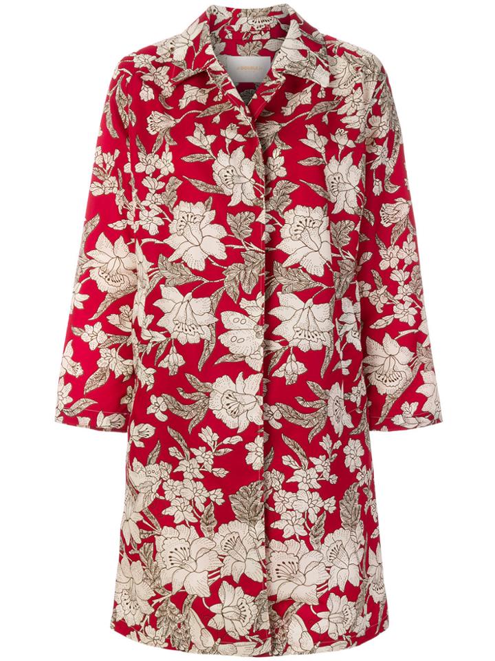 La Doublej Floral Print Coat - Red