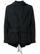 Christian Dada Patch Pocket Hooded Jacket, Men's, Size: 48, Black, Tencel