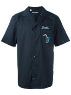 Dolce & Gabbana Smile & Saxophone Patch Shirt, Men's, Size: 40, Blue, Cotton/viscose/polyester/polyurethane