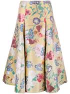 Valentino Floral Brocade Skirt - Yellow & Orange