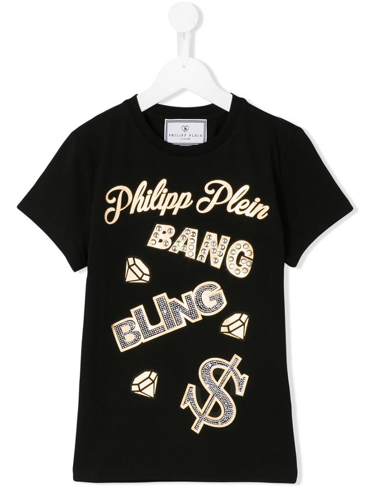 Philipp Plein Kids - Logo Embellished T-shirt - Kids - Cotton/spandex/elastane - 14 Yrs, Girl's, Black