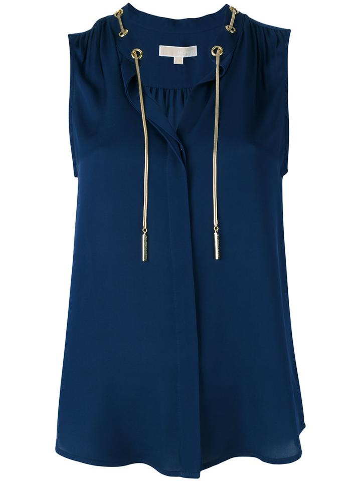 Michael Michael Kors - Chain Tied Neckline Blouse - Women - Silk - Xs, Women's, Blue, Silk