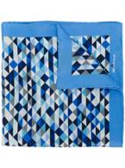 Kiton Triangle Print Scarf - Blue