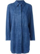 Desa Collection Classic Midi Coat, Women's, Size: 38, Blue, Suede