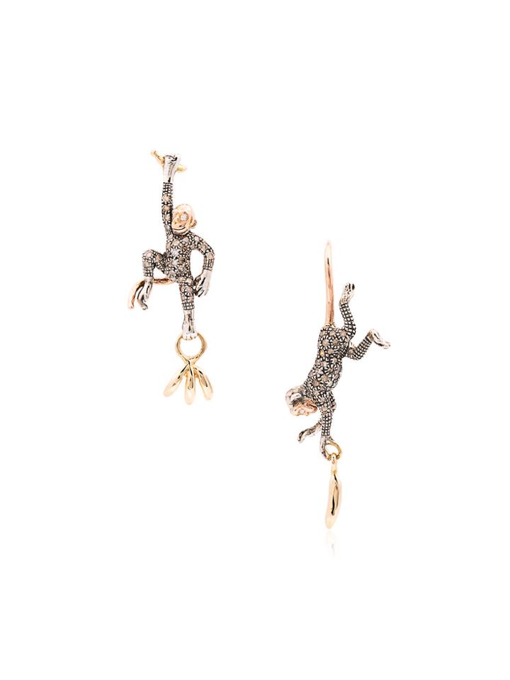 Bibi Van Der Velden 18k Rose Gold Monkey And Banana Earrings -