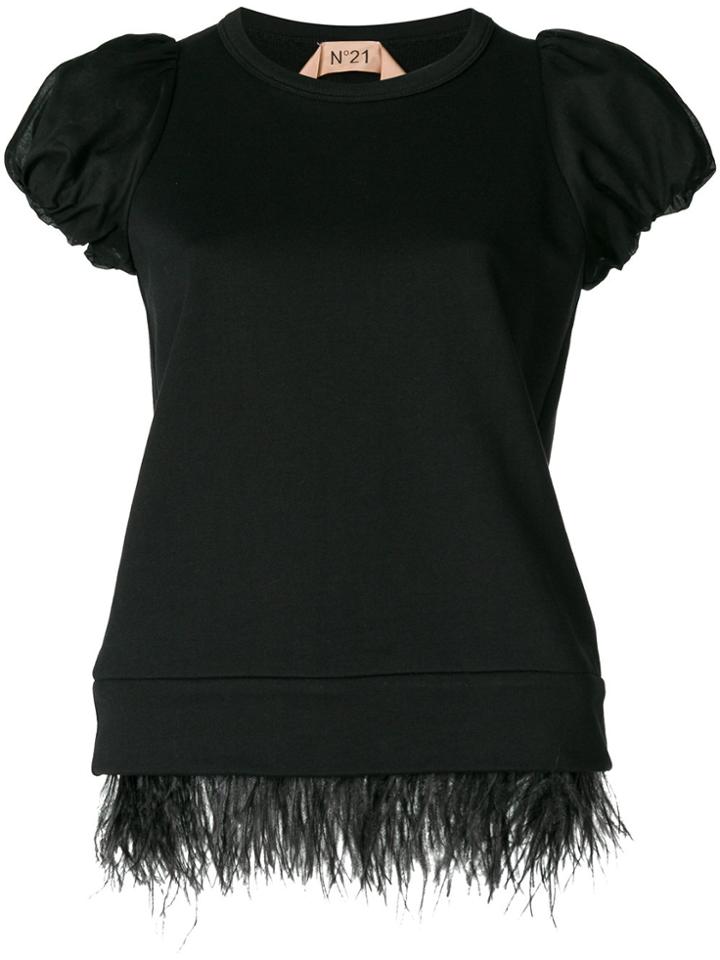 No21 Feather Trim Sweatshirt T-shirt - Black