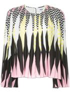 Msgm Pleated Diamond Print Blouse - White