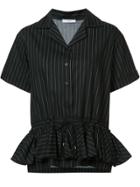 Tome Pleated Trim Striped Shirt - Black