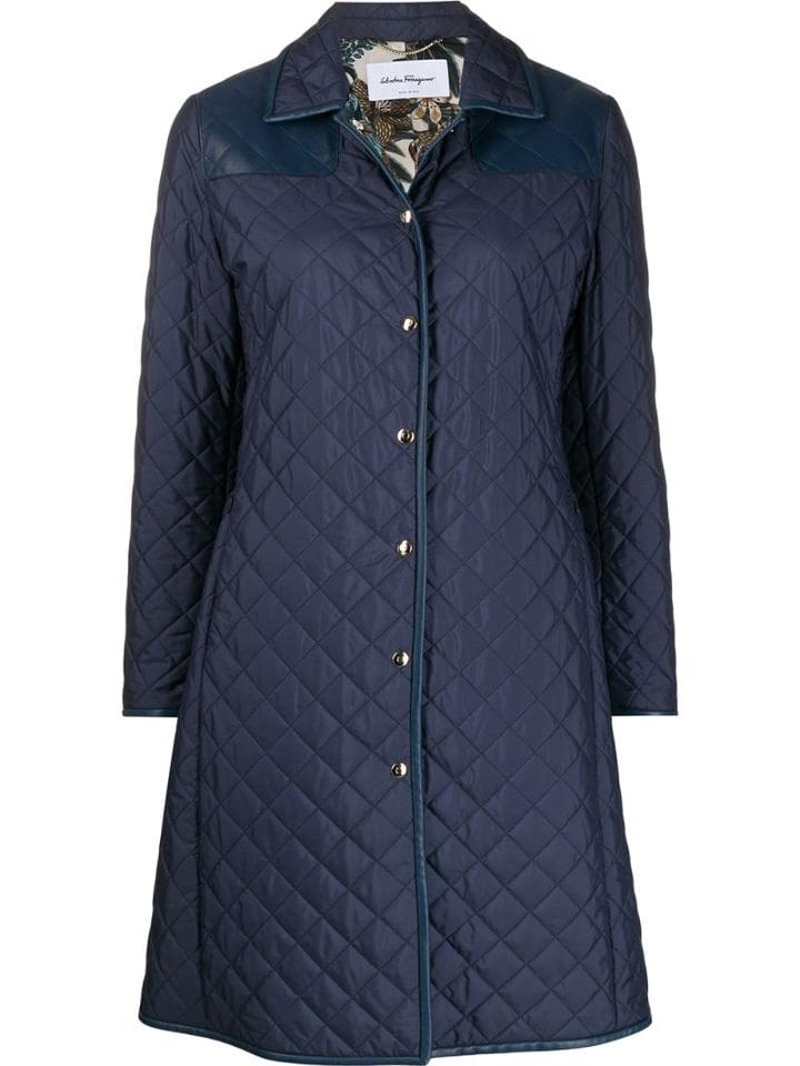 Salvatore Ferragamo Quilted Mid-length Coat - Blue