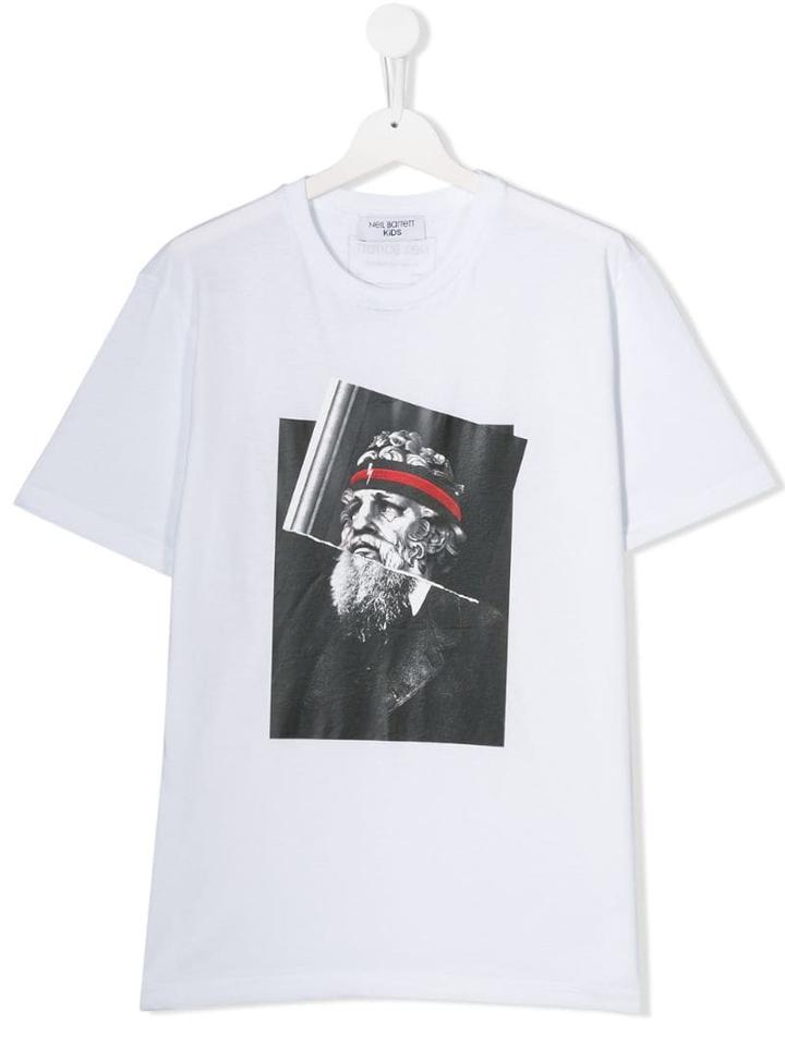 Neil Barrett Kids Teen Statue Print T-shirt - White