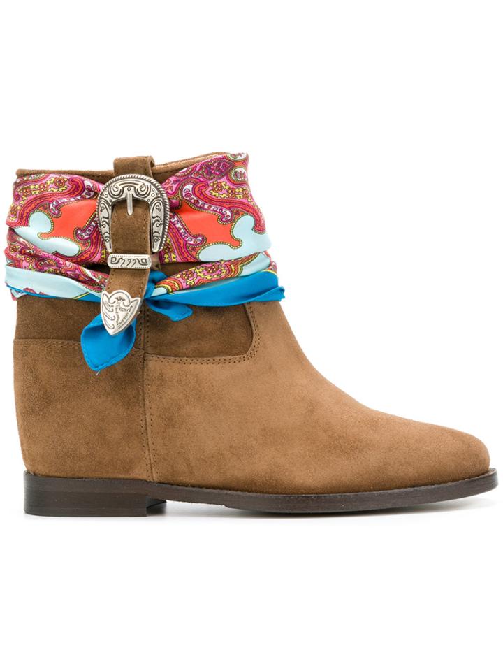 Via Roma 15 Western Boots - Brown