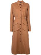 Rochas Fitted Flap Pocket Dress - Brown