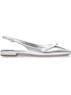 Prada Metallic Leather Slingback Ballerinas - F0118 Silver