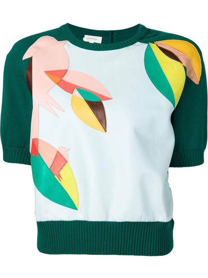 Delpozo Leather Applique Sweater