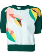 Delpozo Leather Applique Sweater