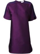 Carven Short Sleeve Shift Dress, Women's, Size: 40, Pink/purple, Silk/polyester