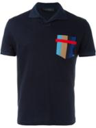 Christian Pellizzari Striped Pocket Polo Shirt, Men's, Size: M, Blue, Cotton