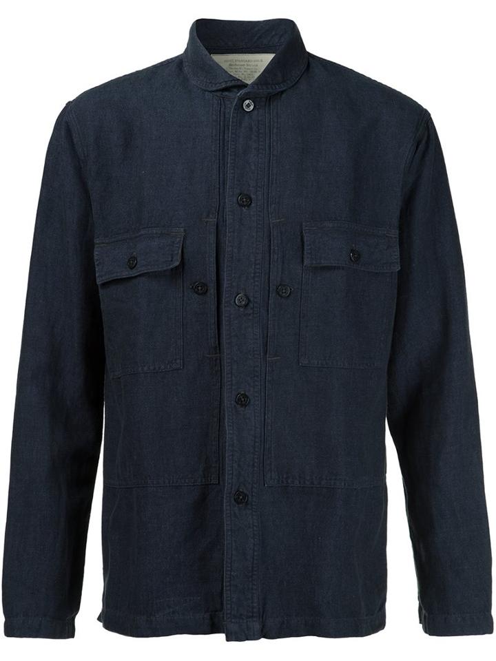Rrl Flap Pockets Shirt, Men's, Size: Medium, Blue, Cotton/linen/flax