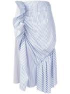 J.w.anderson Gathered Striped Skirt, Women's, Size: 12, White, Cotton/polyamide/spandex/elastane