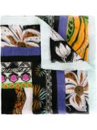 Etro Floral Print Scarf, Women's, Black, Silk/linen/flax