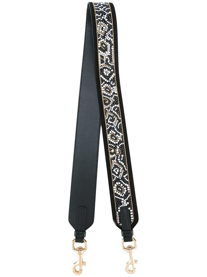 Salvatore Ferragamo Embellished Detachable Shoulder Strap, Women's, Black, Calf Leather/calf Suede/metal (other)