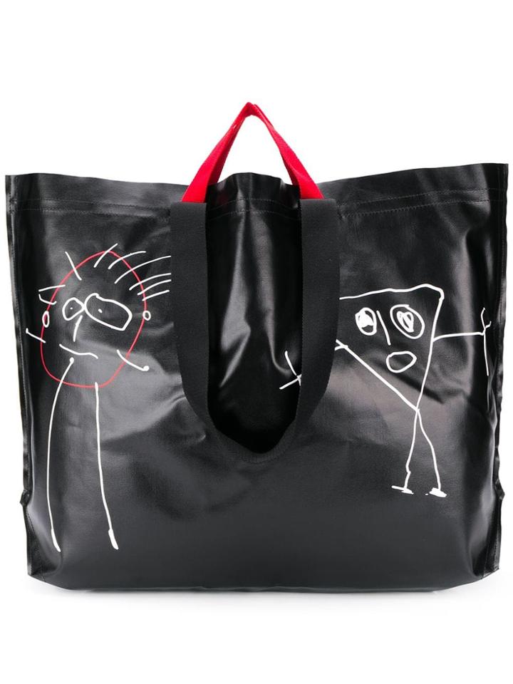 Plan C Drawing Print Tote Bag - Black