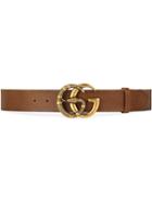 Gucci Leather Belt With Double G Buckle With Snake - Brown