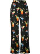Dolce & Gabbana Cocktail Print Trousers, Women's, Size: 48, Black, Silk