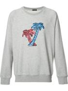 Marc Jacobs Sequin Embroidered Palm Tree Sweatshirt, Men's, Size: Small, Grey, Cotton/polyester