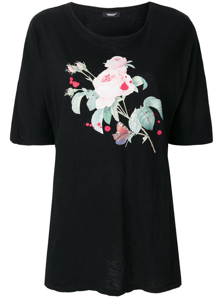 Undercover Rose Print Slouchy T-shirt - Black