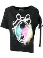Boutique Moschino Graffiti Print Lace Detail T-shirt - Black