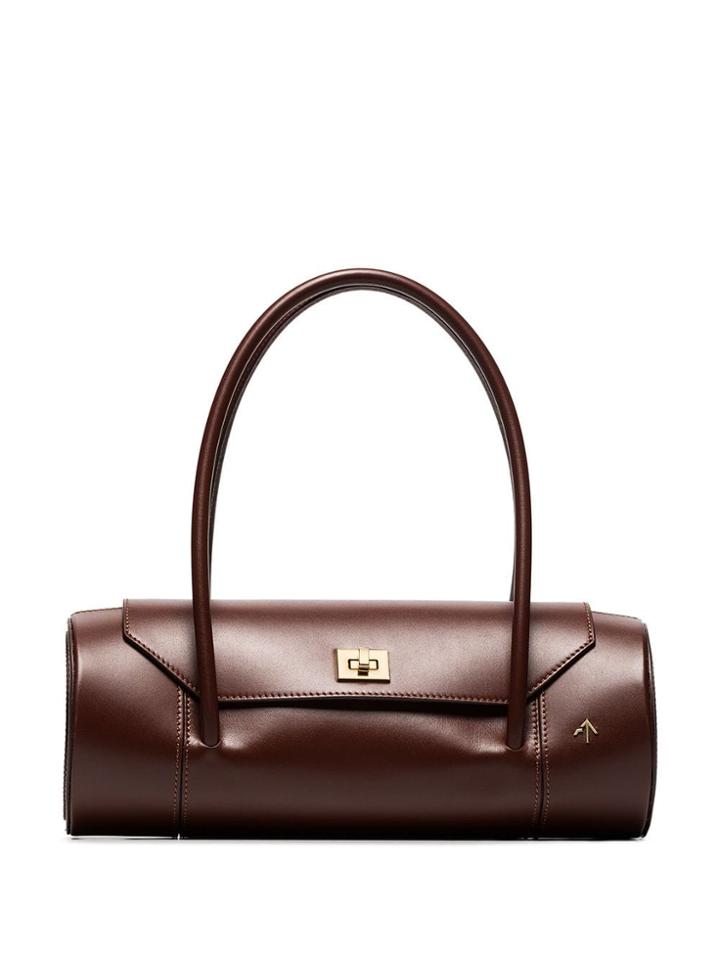 Manu Atelier Red London Leather Cylinder Shoulder Bag