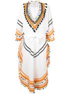 Dodo Bar Or - Pom-pom Edged Kaftan Dress - Women - Cotton - One Size, White, Cotton